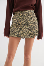 Stacey Leopard Denim Skort