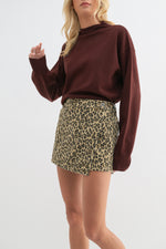 Stacey Leopard Denim Skort