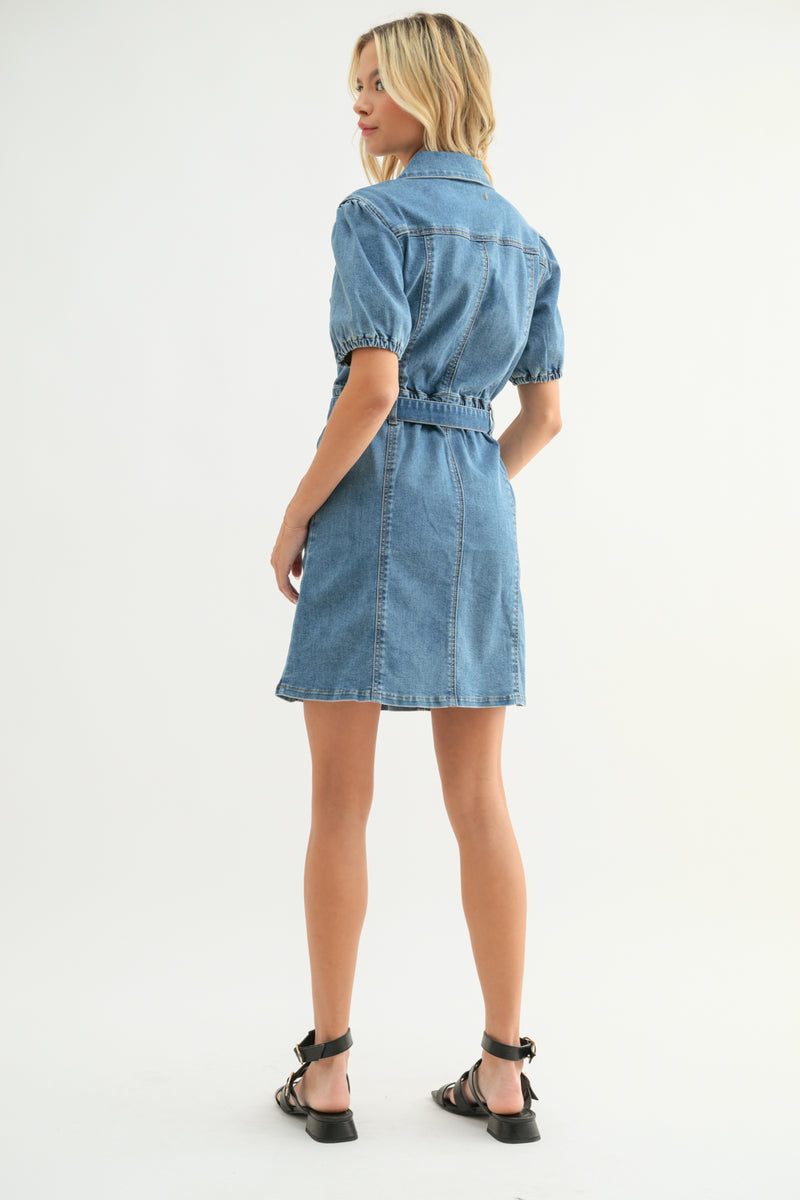 Trendsetter Cotton Denim Babydoll Dress