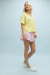 Lettie Sweater Button Down Top - Lemon