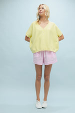 Lettie Sweater Button Down Top - Lemon