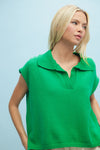 Shayla Cotton Collared Pullover Sweater - Green