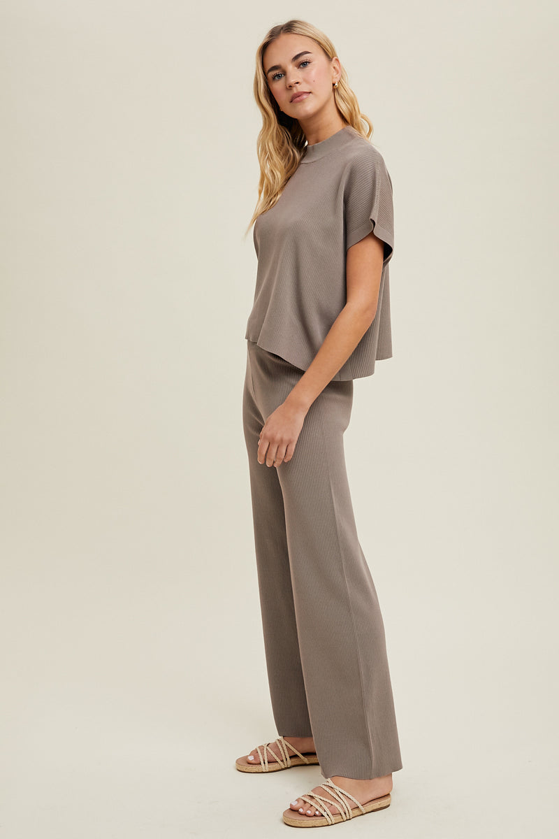 Abby Viscose High Rise Pants - Mocha