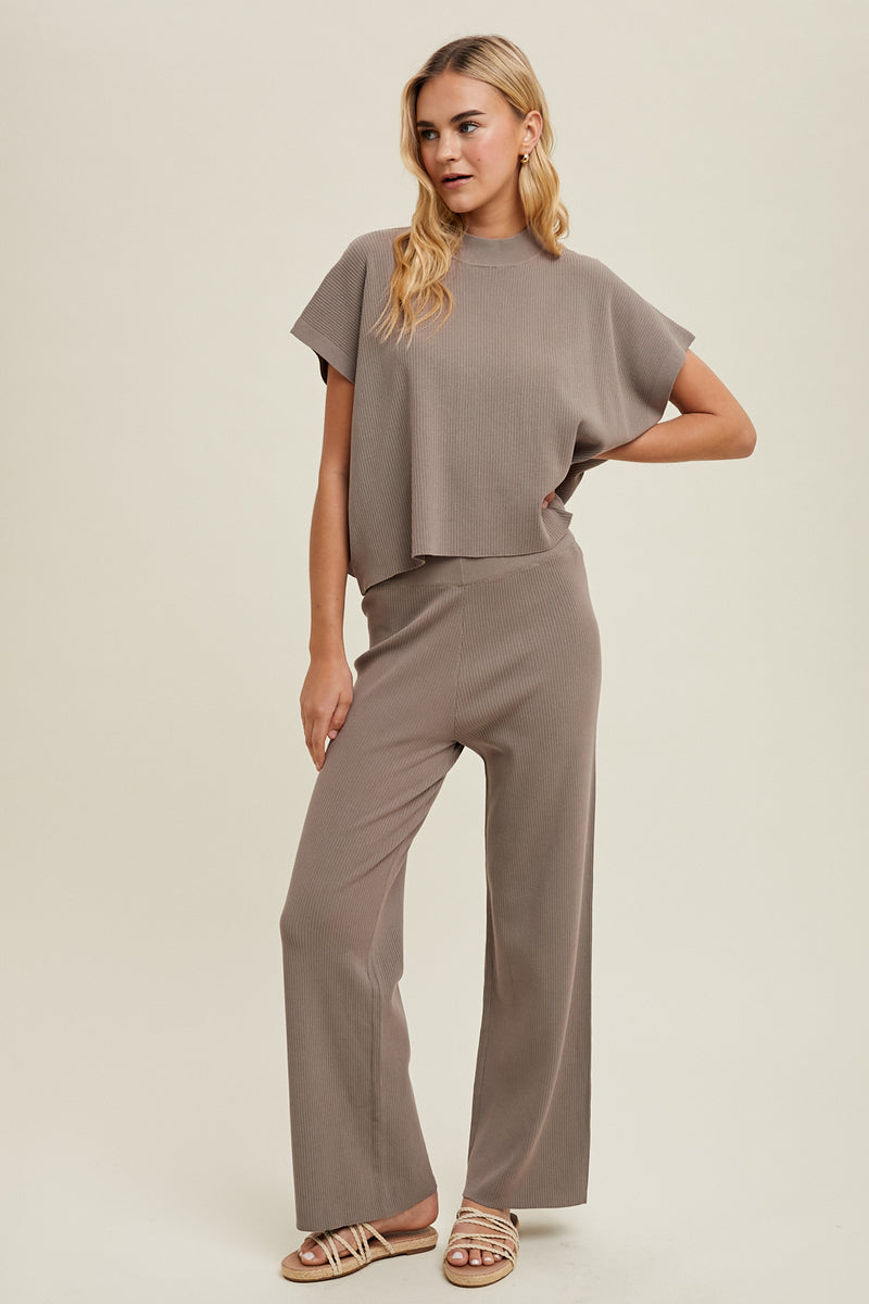 Abby Viscose High Rise Pants - Mocha