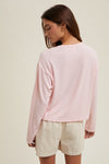 Erin Heart Pointelle Soft Cardigan Top - Pink