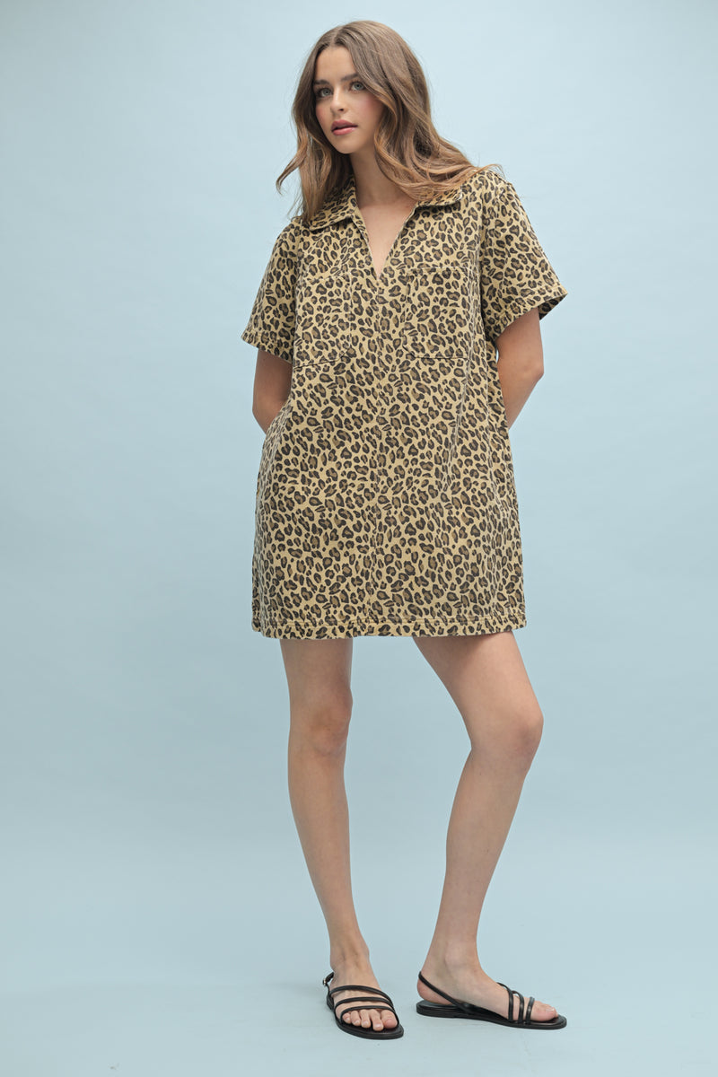 Mystic Jungle Leopard Shift Mini Dress