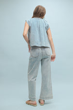 Ajay Denim Short Sleeve Blouse