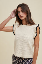 Diana Ruffle Sleeve Crochet Top