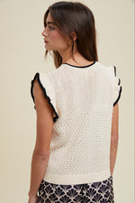 Diana Ruffle Sleeve Crochet Top