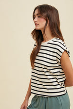 Clarke Striped Muscle Tee - Black