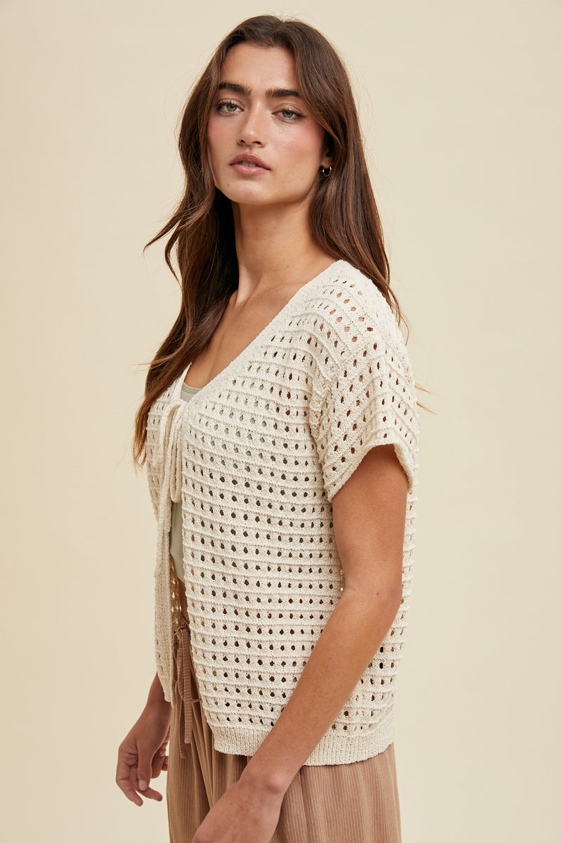 Remmi Crochet Tie Top Cardigan