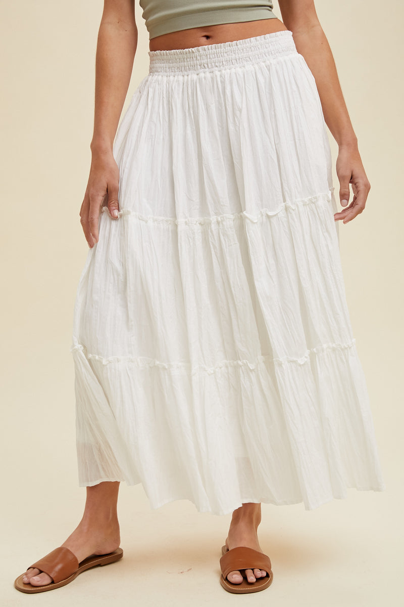 Liena Tiered Cotton Midi Skirt