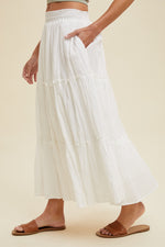 Liena Tiered Cotton Midi Skirt