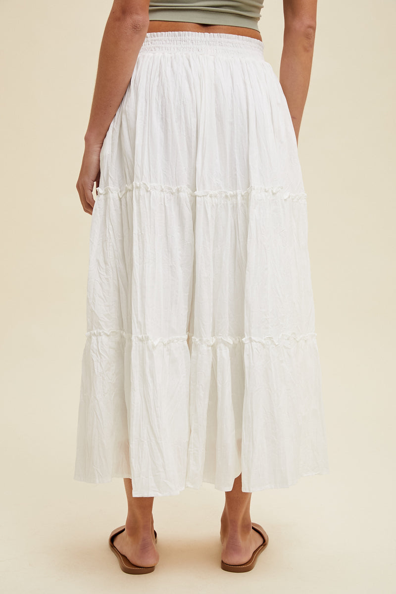 Liena Tiered Cotton Midi Skirt