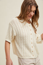 Keep Close Knit Button Down Top - Natural