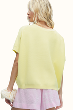 Lettie Sweater Button Down Top - Lemon