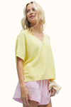 Lettie Sweater Button Down Top - Lemon