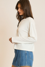 Erin Heart Pointelle Soft Cardigan Top - White