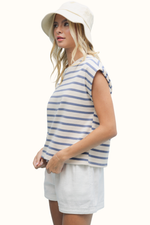 Clarke Striped Muscle Tee - Blue