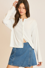 Erin Heart Pointelle Soft Cardigan Top - White