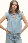 Ajay Denim Short Sleeve Blouse