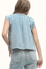 Ajay Denim Short Sleeve Blouse