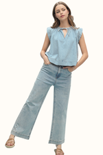 Ajay Denim Short Sleeve Blouse