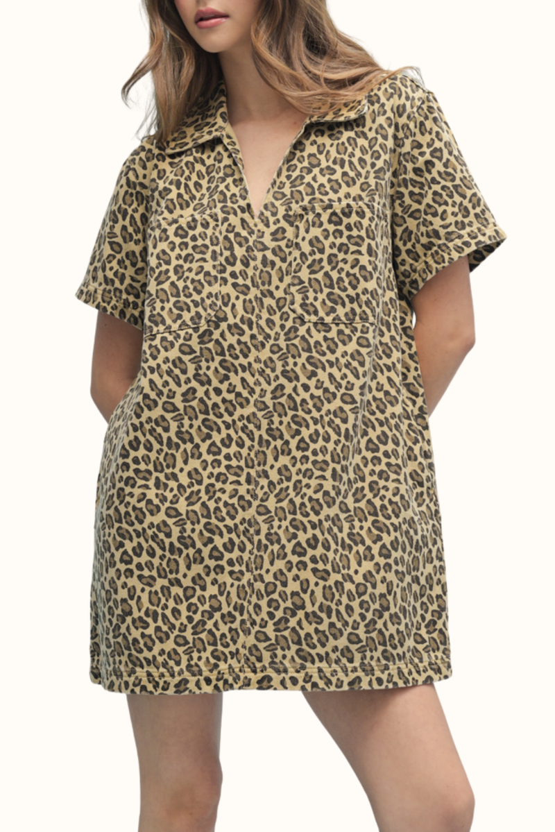 Mystic Jungle Leopard Shift Mini Dress