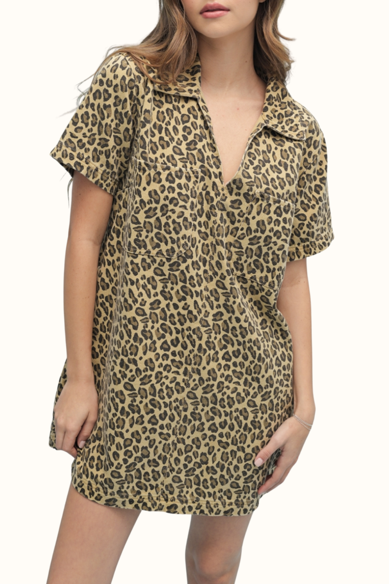 Mystic Jungle Leopard Shift Mini Dress