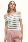 Viera Off The Shoulder Top - White/Black