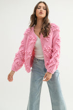 Heart Pom Pom Chunky Cardigan