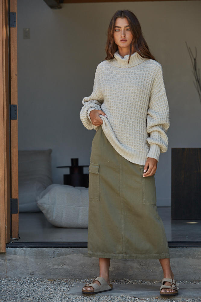 Lovender Cotton Turtleneck Knit Sweater