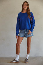 All Set Contrast Stitch Pullover Sweater