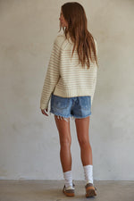 Clarke Half Zip Striped Pullover Sweater