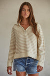 Clarke Half Zip Striped Pullover Sweater