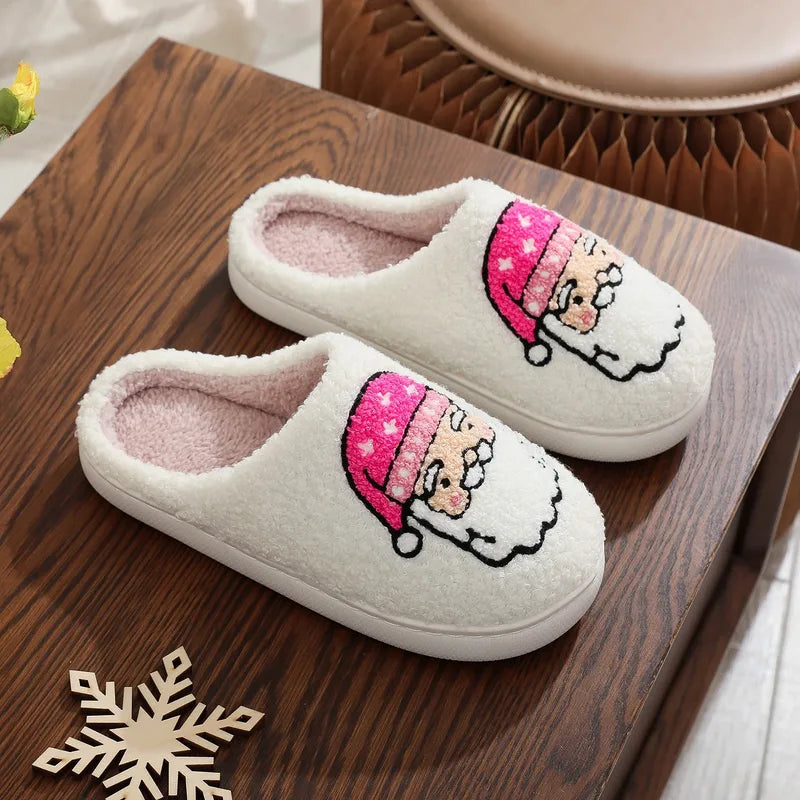 Santa Plush Slippers - Pink