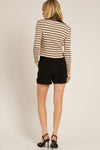 Desi Striped Ribbed Knit Long Sleeve Top