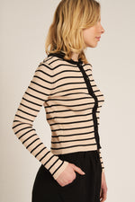 Desi Striped Ribbed Knit Long Sleeve Top