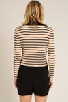 Desi Striped Ribbed Knit Long Sleeve Top