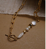 White Pearl Front Clasp Necklace