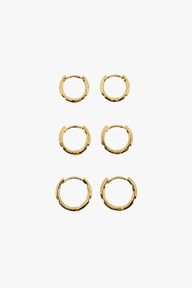 Justine Hoop Earrings Set - Gold