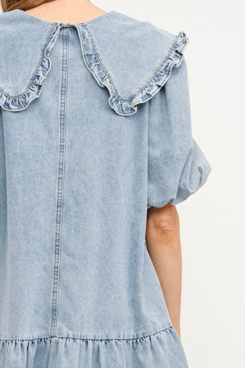 Cecile Collared Denim Mini Dress