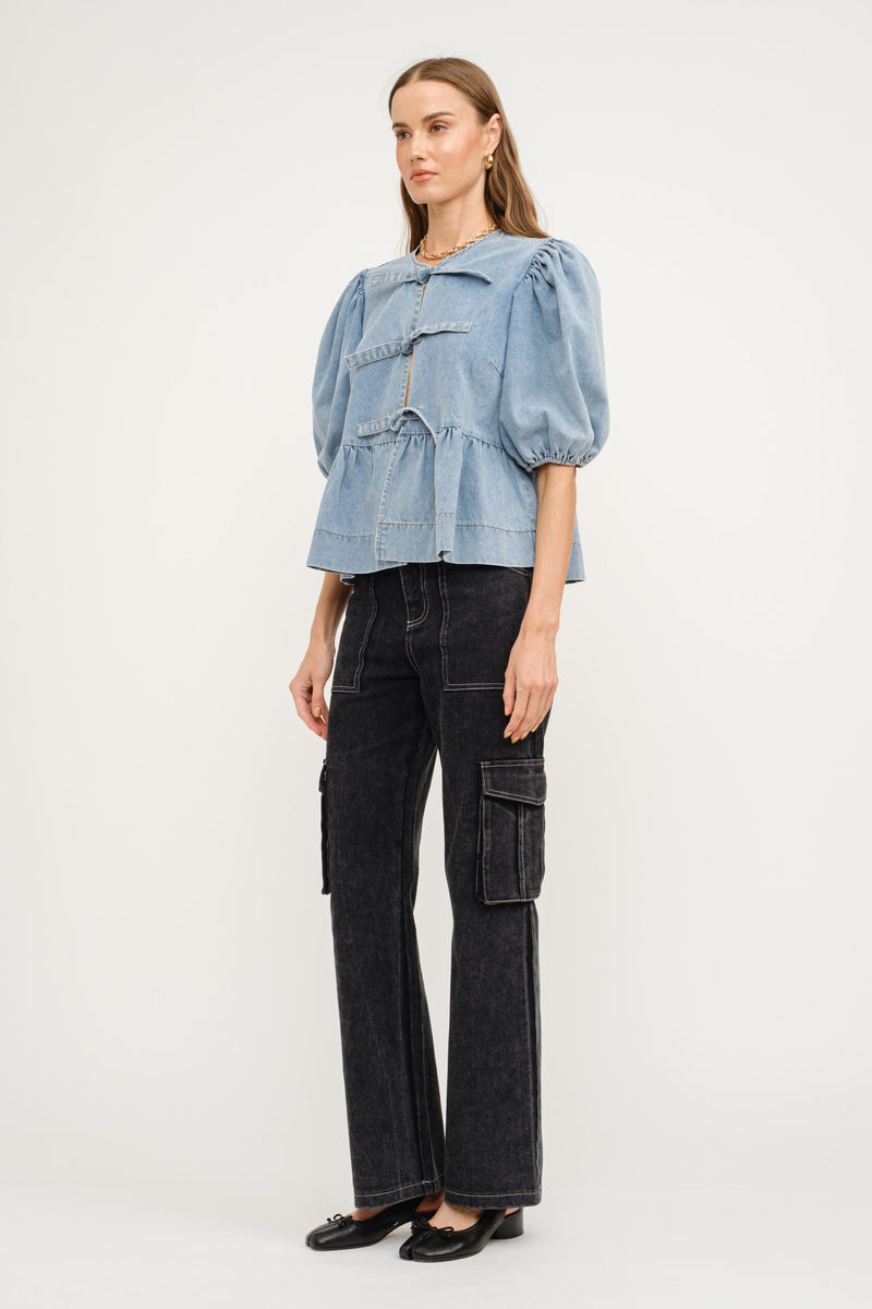 Nora Tie Denim Top