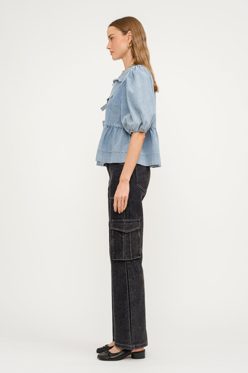 Nora Tie Denim Top