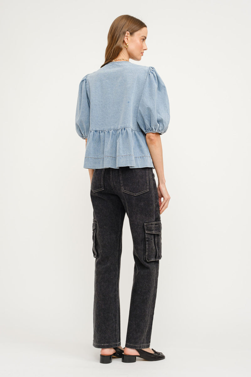 Nora Tie Denim Top