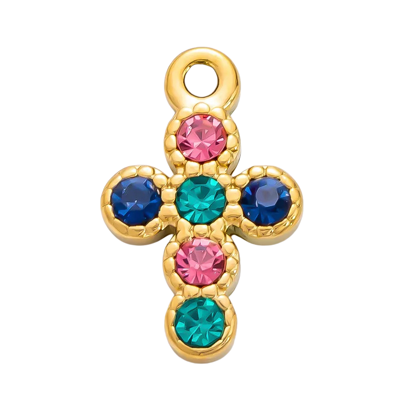 Embellished 14K Gold Plated Cross Charms