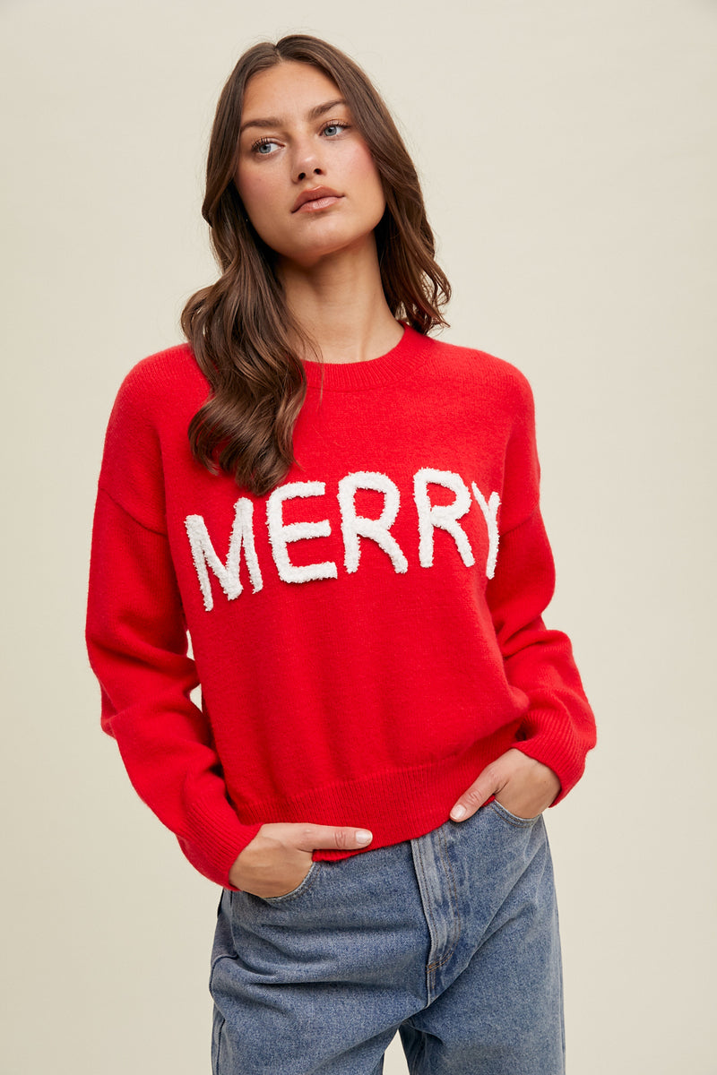 Merry Yarn Sweater - Red