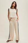 Bay Breeze Linen Contrast Drawstring Pants