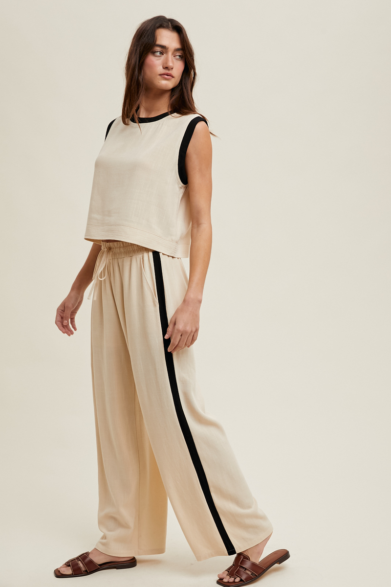 Bay Breeze Linen Contrast Drawstring Pants