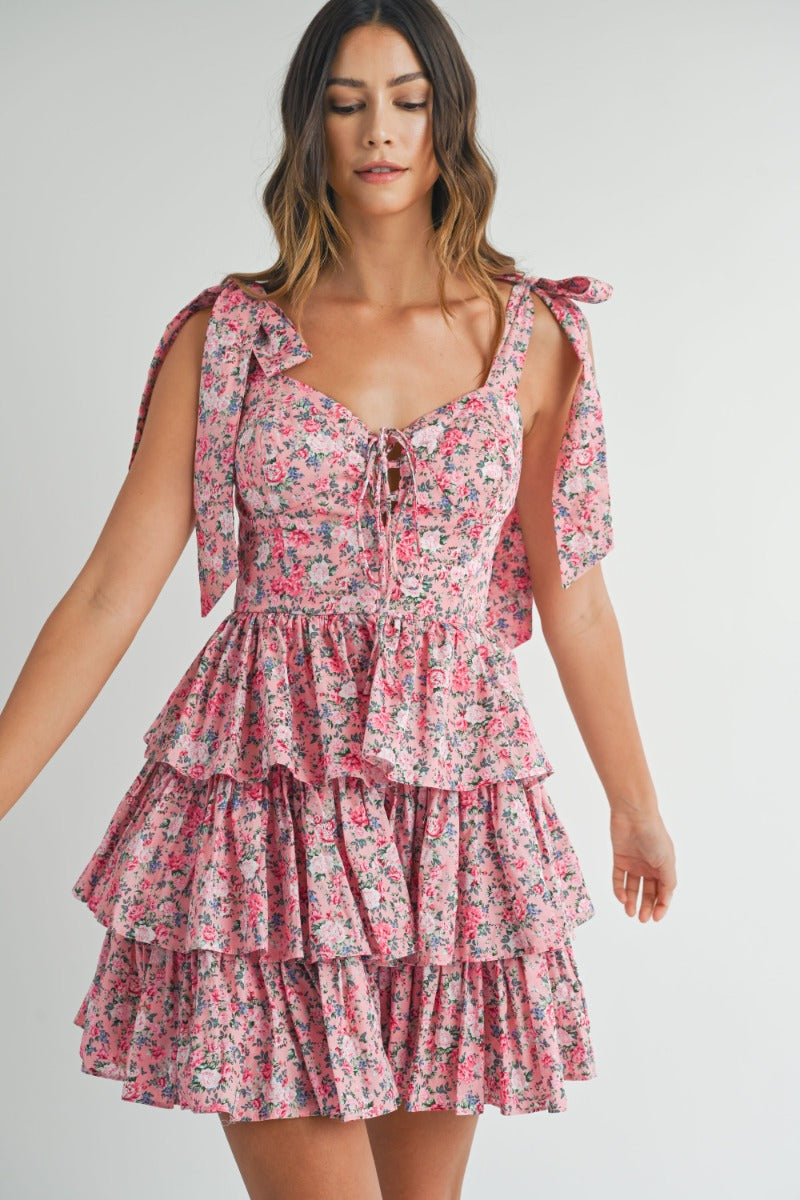 Debbie Floral Tiered Ruffle Mini Dress